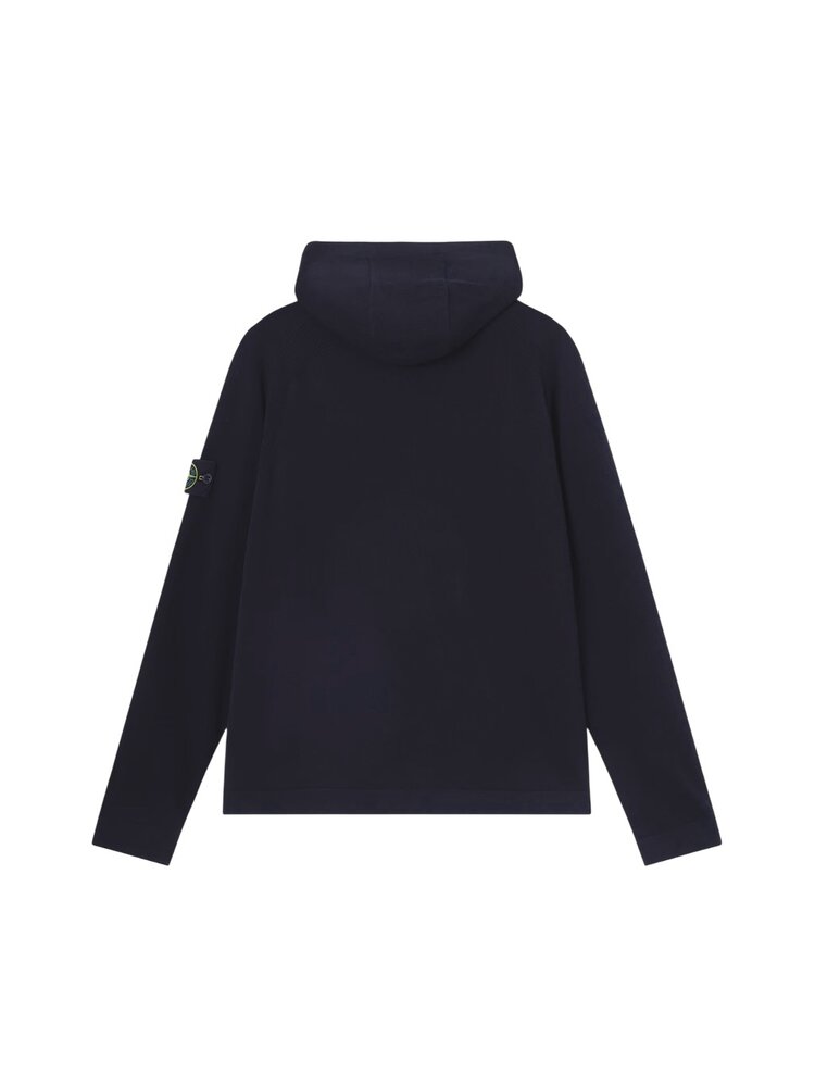 STONE ISLAND WOOL HOODED PULLOVER MARINE