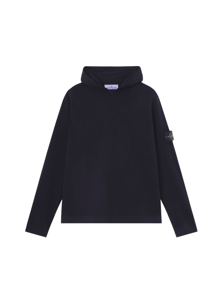 STONE ISLAND WOOL HOODED PULLOVER MARINE