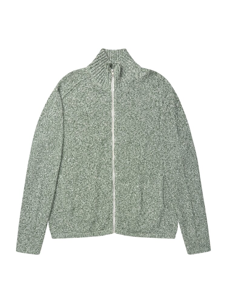 Palmes PALMES KNITTED ZIP SWEATER OFFWHITE/GREEN