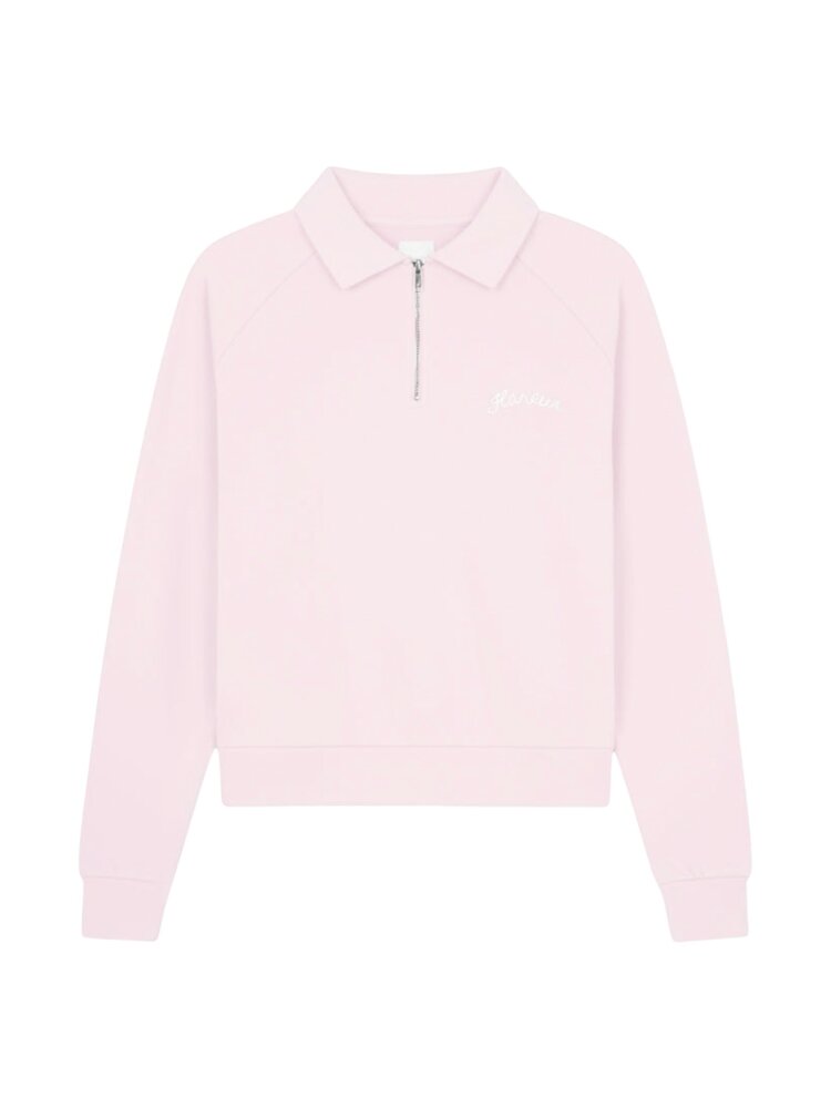 FLÂNEUR SIGNATURE RAGLAN HALF-ZIP SWEATER ROZE