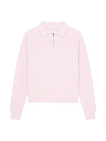 FLÂNEUR SIGNATURE RAGLAN HALF-ZIP SWEATER ROZE