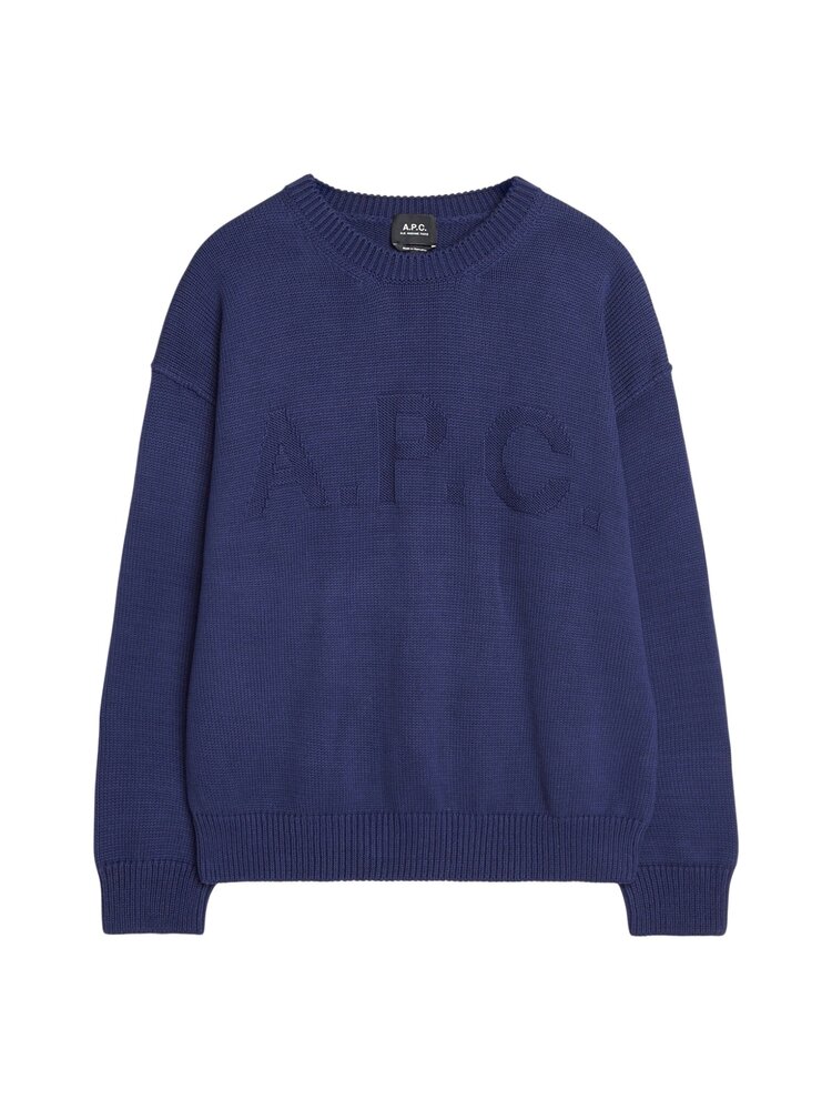 A.P.C. A.P.C. PARIS LEO COTTON KNIT PULLOVER BLUE