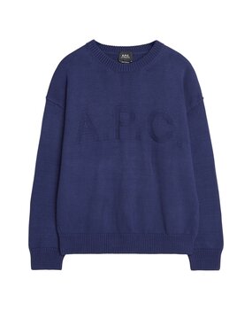 A.P.C. A.P.C. PARIS LEO COTTON KNIT PULLOVER BLUE