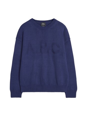 A.P.C. A.P.C. PARIS LEO COTTON KNIT PULLOVER BLUE