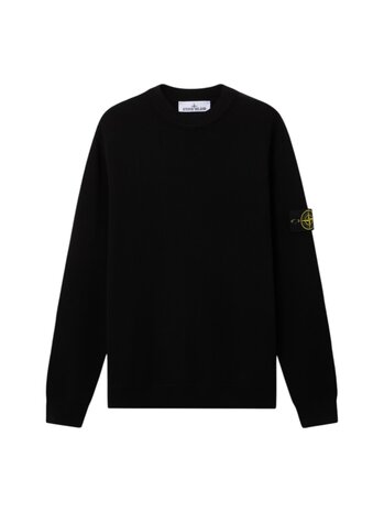 Stone Island STONE ISLAND RIBBED SOFT ORGANIC COTTON PULLOVER BLACK