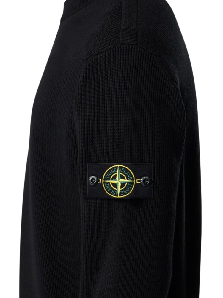 Stone Island STONE ISLAND RIBBED SOFT ORGANIC COTTON PULLOVER BLACK