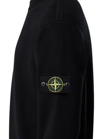 Stone Island STONE ISLAND RIBBED SOFT ORGANIC COTTON PULLOVER BLACK
