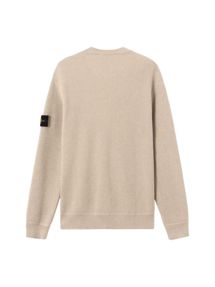 Stone Island STONE ISLAND RIBBED SOFT ORGANIC COTTON PULLOVER DESERT MELANGE