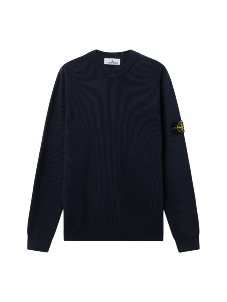 Stone Island STONE ISLAND RIBBED SOFT ORGANIC COTTON PULLOVER NAVY BLUE Stone Island STONE ISLAND RIBBED SOFT ORGANIC COTTON PULLOVER NAVY BLUE