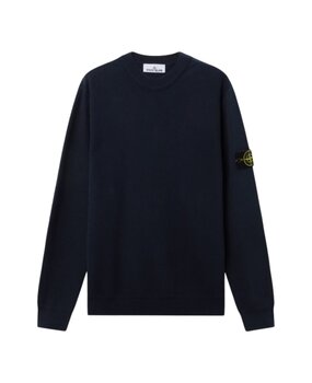 Stone Island STONE ISLAND RIBBED SOFT ORGANIC COTTON PULLOVER NAVY BLUE