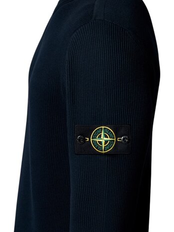 Stone Island STONE ISLAND RIBBED SOFT ORGANIC COTTON PULLOVER NAVY BLUE Stone Island STONE ISLAND RIBBED SOFT ORGANIC COTTON PULLOVER NAVY BLUE
