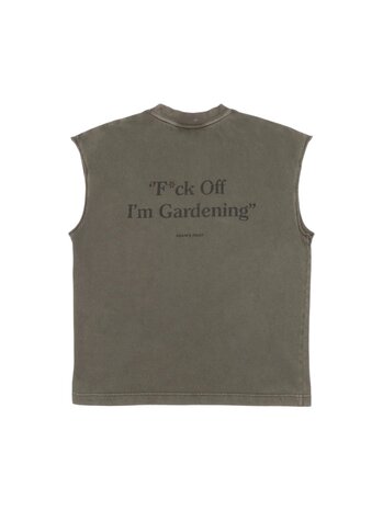 Brams Fruit BRAM'S FRUIT FCK OFF I'M GARDENING DISTRESSED SLEEVELESS TEE CHARCOAL