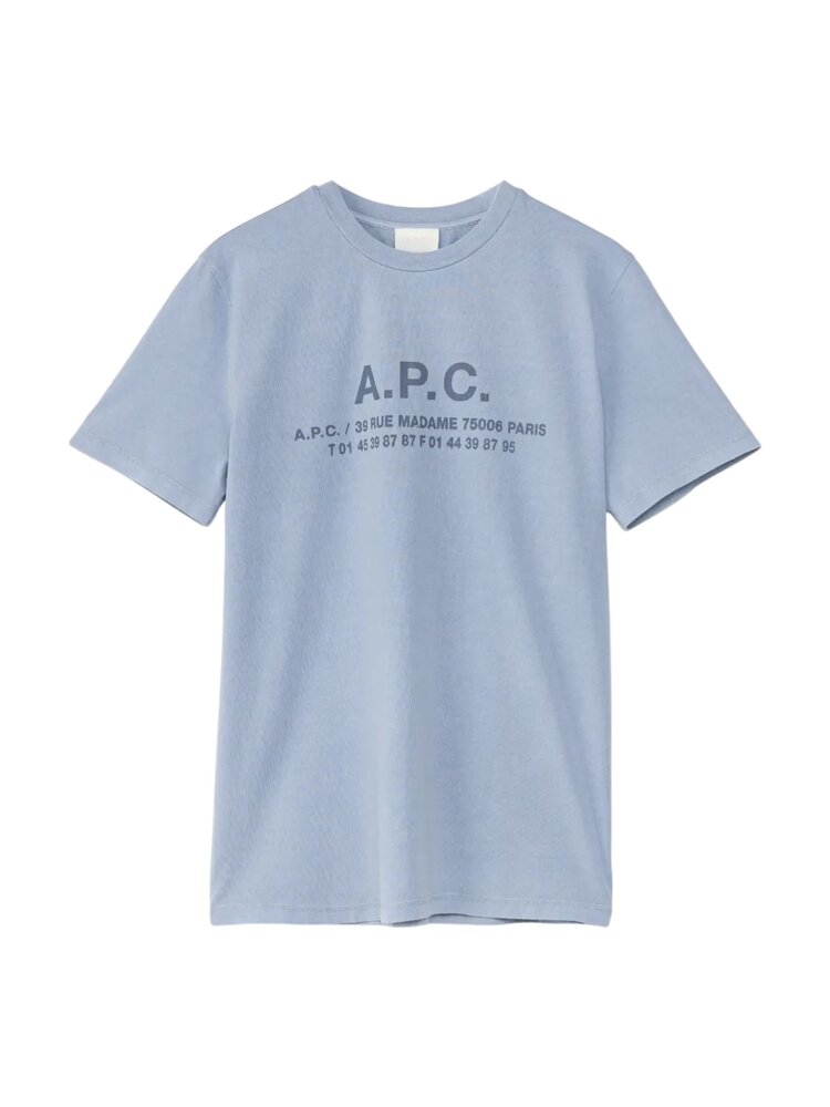 A.P.C. A.P.C. PARIS MANCHES COURTES ADRESSE T-SHIRT BLUE A.P.C. A.P.C. PARIS MANCHES COURTES ADRESSE T-SHIRT BLUE