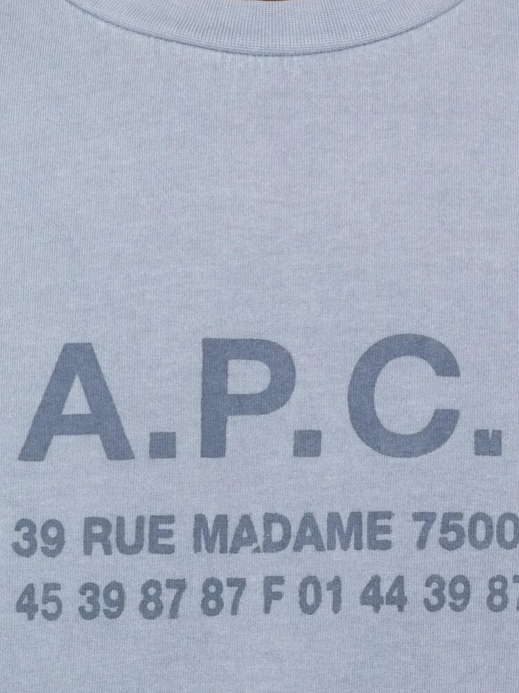 A.P.C. A.P.C. PARIS MANCHES COURTES ADRESSE T-SHIRT BLUE A.P.C. A.P.C. PARIS MANCHES COURTES ADRESSE T-SHIRT BLUE