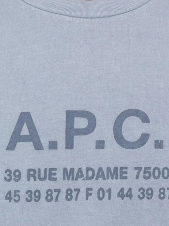 A.P.C. A.P.C. PARIS MANCHES COURTES ADRESSE T-SHIRT BLUE A.P.C. A.P.C. PARIS MANCHES COURTES ADRESSE T-SHIRT BLUE