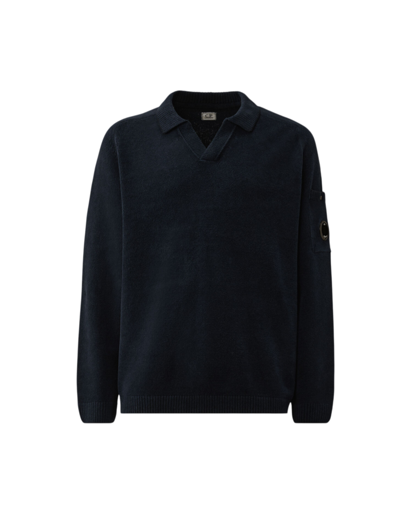 C.P. Company C.P. COMPANY COTTON CHENILLE POLO LENS SWEATER MARINE