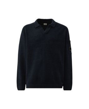 C.P. Company C.P. COMPANY COTTON CHENILLE POLO LENS SWEATER MARINE