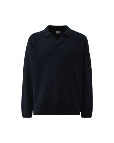 C.P. Company C.P. COMPANY COTTON CHENILLE POLO LENS SWEATER MARINE