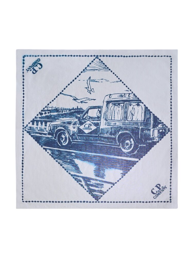 C.P. Company C.P. COMPANY GRAPHIC MUSLIN LOGO BANDANA SCARF WHITE C.P. Company C.P. COMPANY GRAPHIC MUSLIN LOGO BANDANA SCARF WHITE