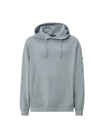 C.P. Company COTTON DIAGONAL FLEECE HOODED LENS SWEATSHIRT MISTY BLUE