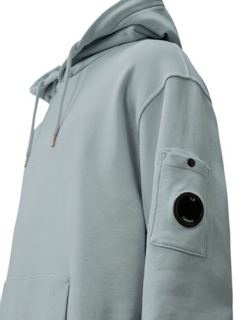 C.P. Company COTTON DIAGONAL FLEECE HOODED LENS SWEATSHIRT MISTY BLUE