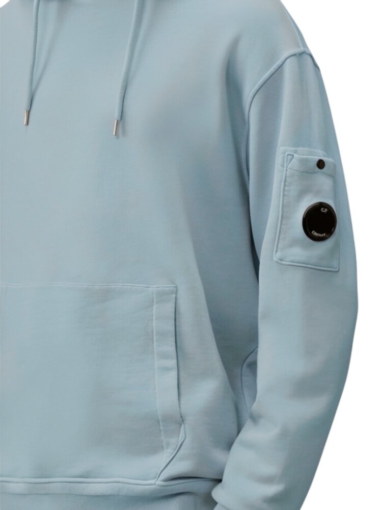C.P. Company COTTON DIAGONAL FLEECE HOODED LENS SWEATSHIRT MISTY BLUE