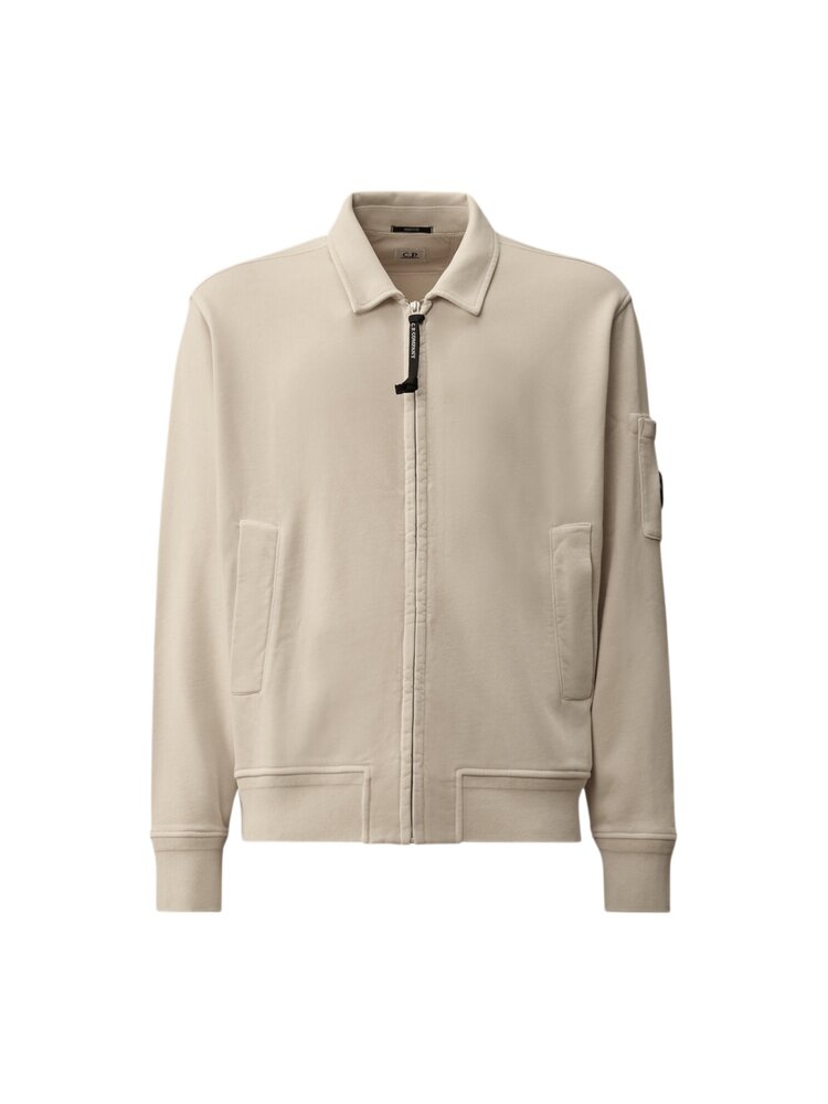 C.P. Company C.P. COMPANY COTTON DIAGONAL FLEECE ZIP LENS SWEATSHIRT DEW