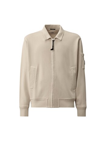 C.P. Company C.P. COMPANY COTTON DIAGONAL FLEECE ZIP LENS SWEATSHIRT DEW