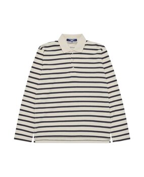 Commes des Garcons Junya Watanabe COMME DES GARÇONS JUNYA WATANABE STRIPED LONGSLEEVE POLO NATURAL/NAVY