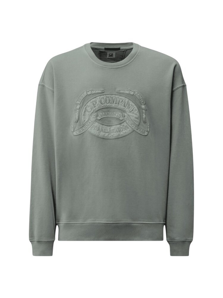 C.P. Company C.P. COMPANY DIAGONAL FLEECE BOXY LOGO SWEATER GUNMETAL GREY