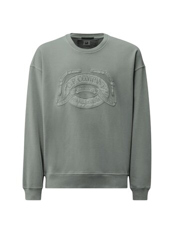 C.P. Company C.P. COMPANY DIAGONAL FLEECE BOXY LOGO SWEATER GUNMETAL GREY