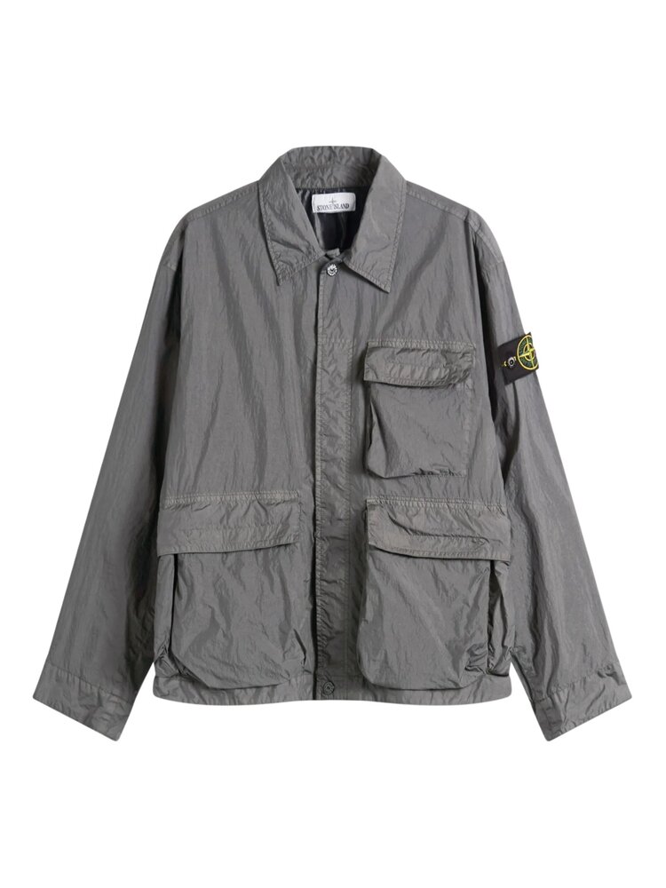 Stone Island STONE ISLAND CRINKLE REPS NY COACH JACKET PEARL GREY