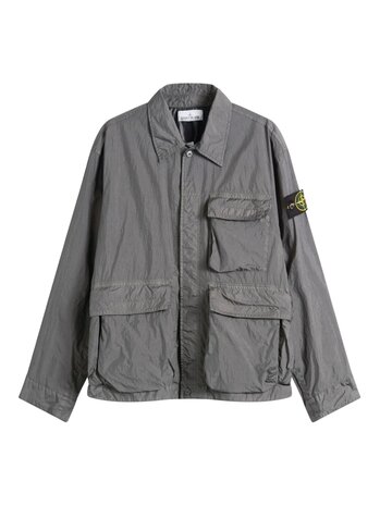 Stone Island STONE ISLAND CRINKLE REPS NY COACH JACKET PEARL GREY