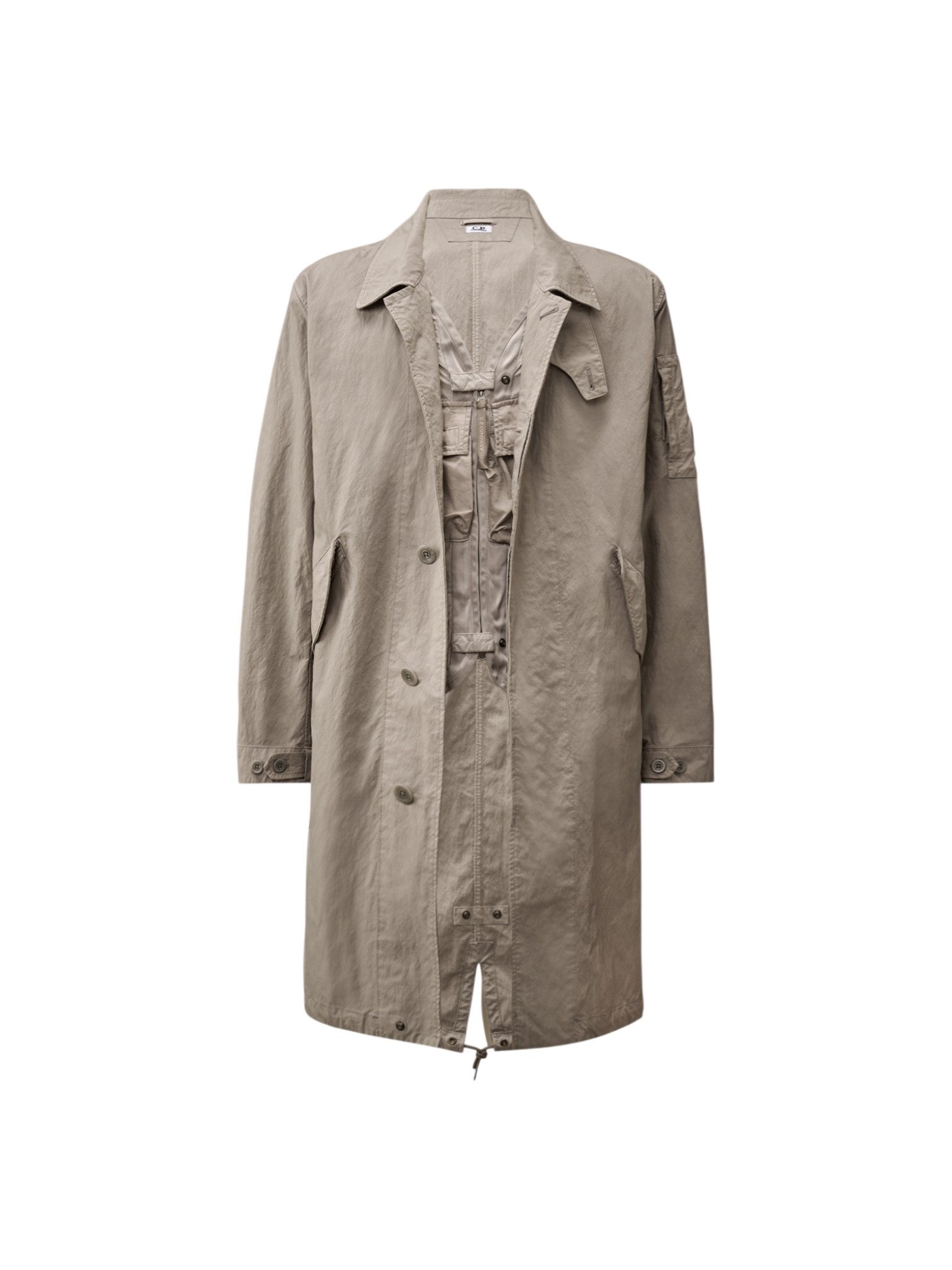 C.P. COMPANY TWILL FISHTAIL LENS CAR COAT DOVE GREY - Vic