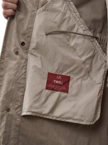 C.P. Company C.P. COMPANY TWILL FISHTAIL LENS CAR COAT DOVE GREY