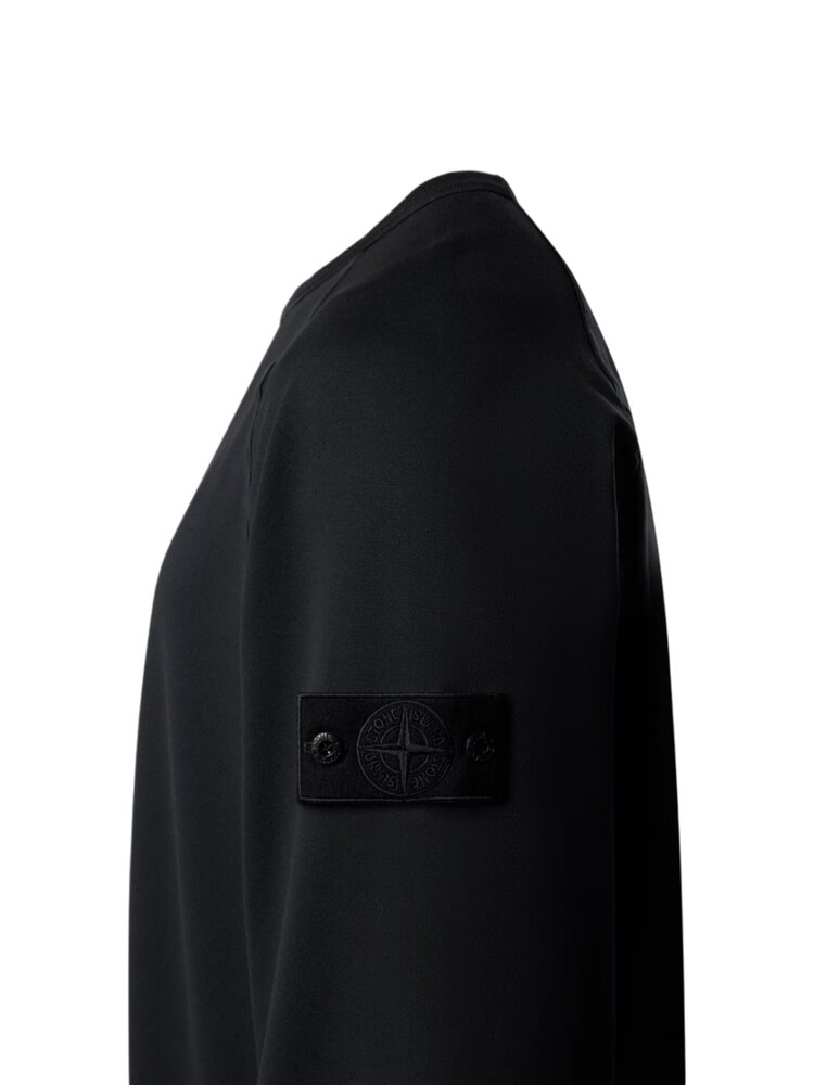 Stone Island STONE ISLAND GHOST COTTON STRETCH FLEECE SWEATER BLACK