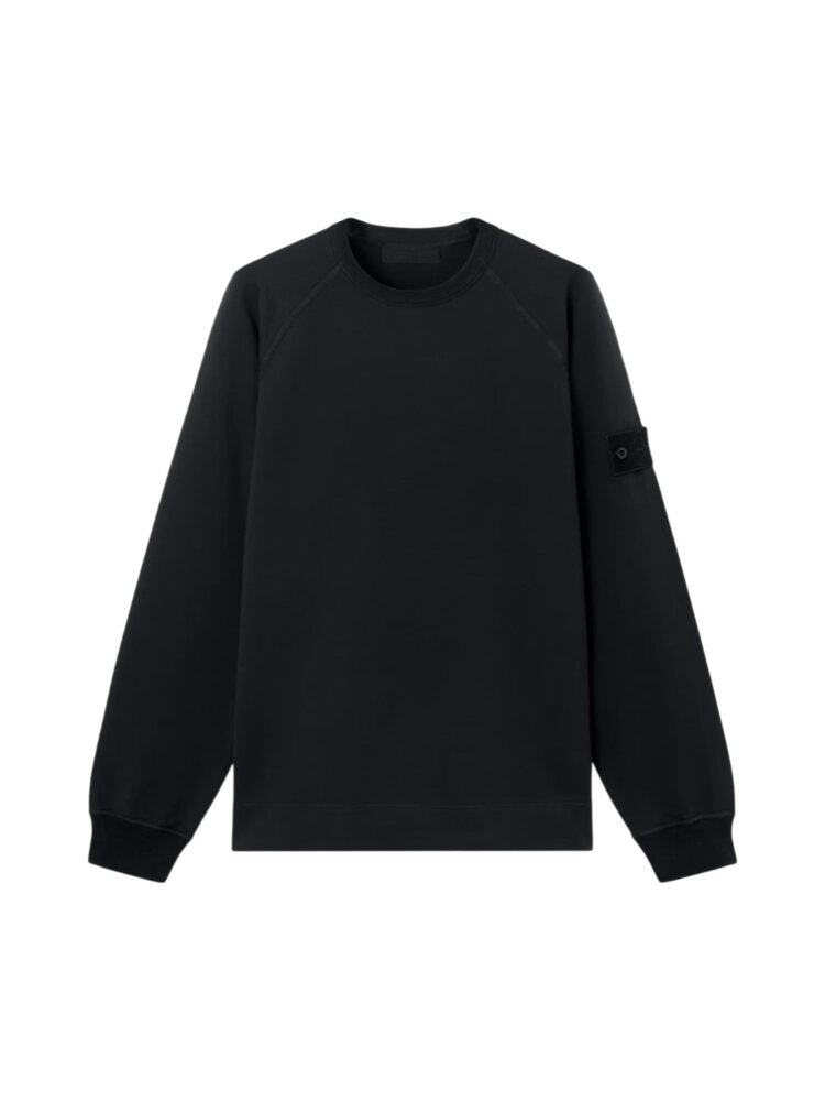 Stone Island STONE ISLAND GHOST COTTON STRETCH FLEECE SWEATER BLACK