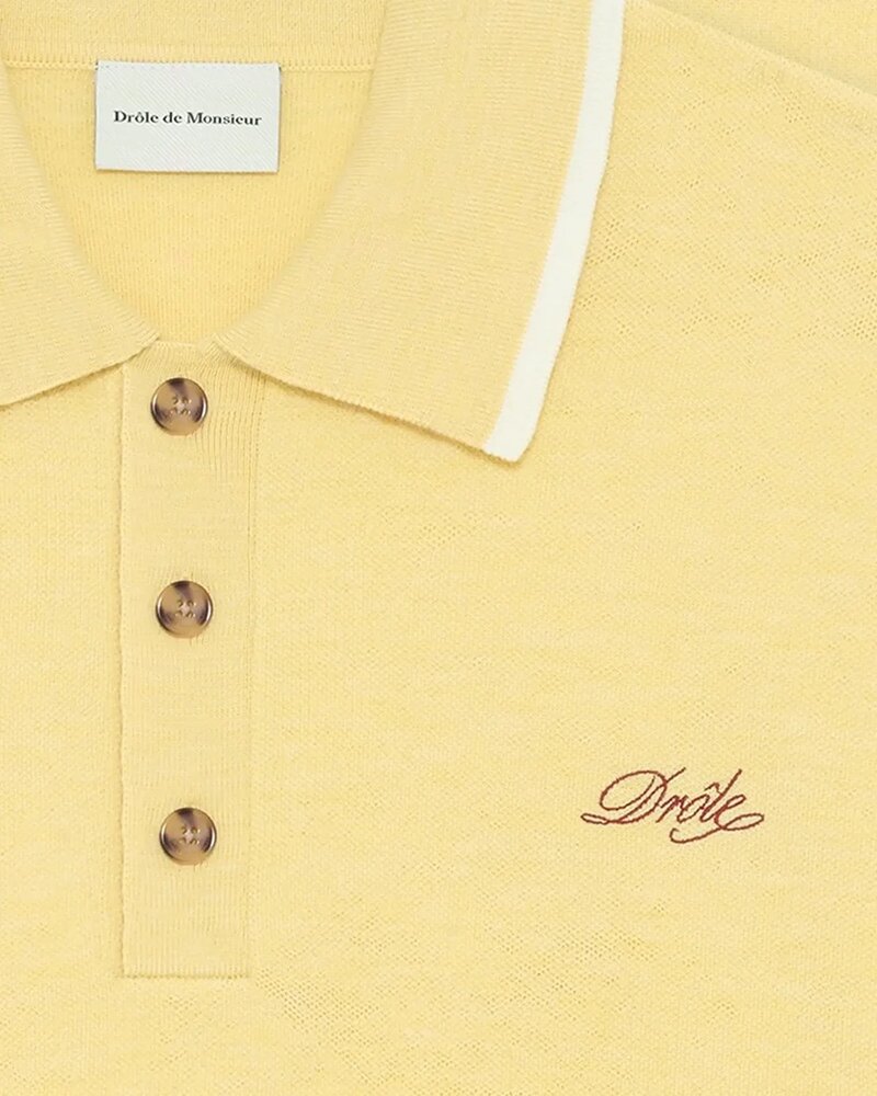 Drole De Monsieur DRÔLE DE MONSIEUR MAILLE DRÔLE POLO LIGHT YELLOW Drole De Monsieur DRÔLE DE MONSIEUR MAILLE DRÔLE POLO LIGHT YELLOW