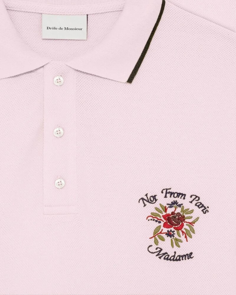 Drole De Monsieur DRÔLE DE MONSIEUR PIQUÉ SLOGAN ROSE POLO LIGHT PINK