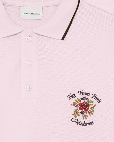 Drole De Monsieur DRÔLE DE MONSIEUR PIQUÉ SLOGAN ROSE POLO LIGHT PINK
