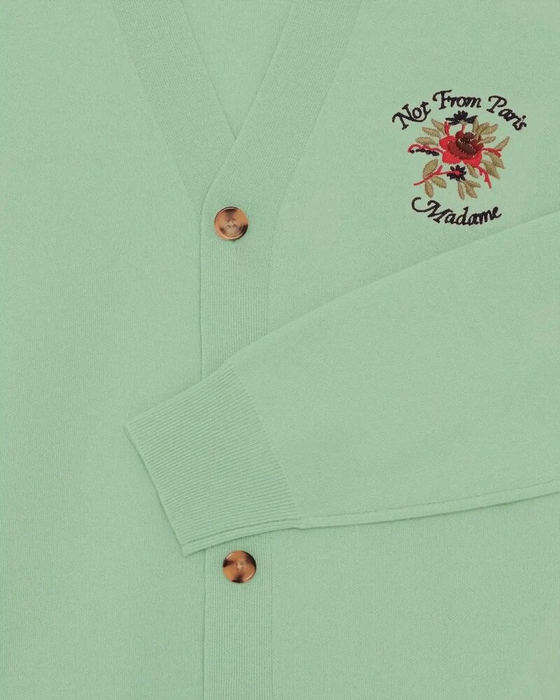 Drole De Monsieur DRÔLE DE MONSIEUR SLOGAN ROSE CARDIGAN GREEN