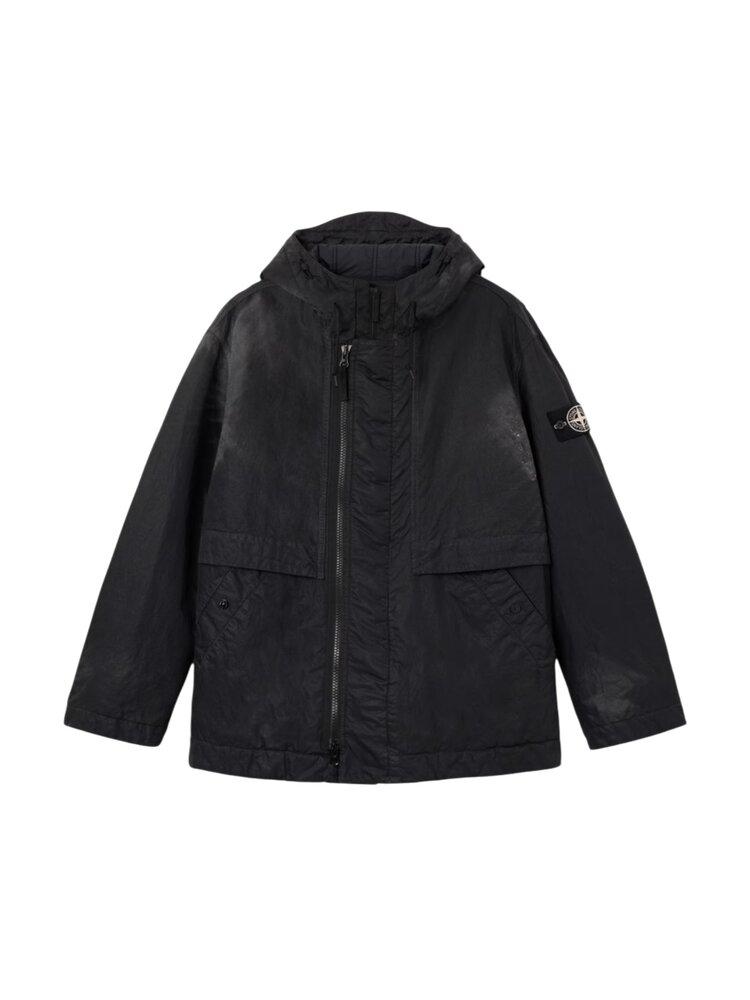 Stone Island STONE ISLAND DENSE NYLON-TC, HAND SPRAYED REFLECTIVE BLACK