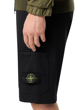 Stone Island STONE ISLAND ORGANIC COTTON FLEECE SHORTS BLACK