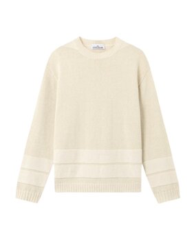 Stone Island STONE ISLAND MARINA RAW HAND COTTON + LINEN PULLOVER IVORY