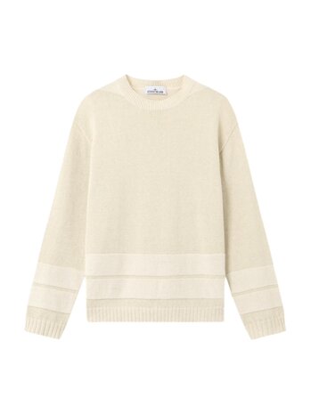 Stone Island STONE ISLAND MARINA RAW HAND COTTON + LINEN PULLOVER IVORY