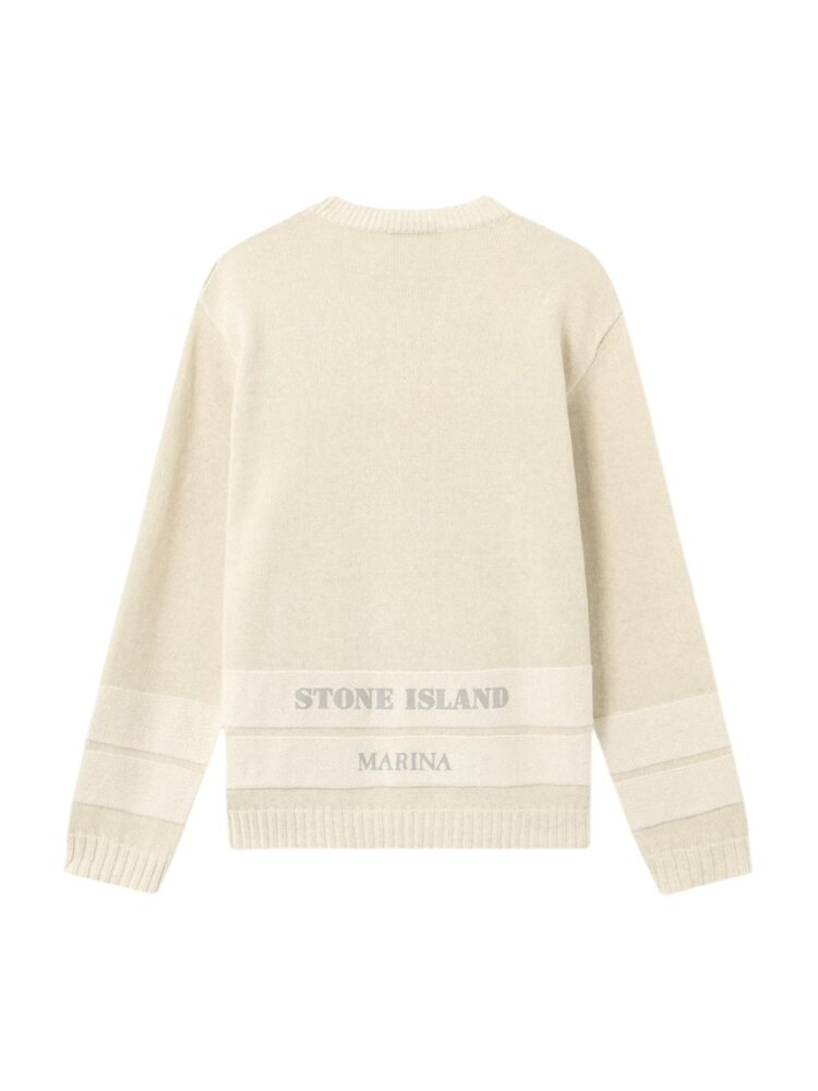 Stone Island STONE ISLAND MARINA RAW HAND COTTON + LINEN PULLOVER IVORY