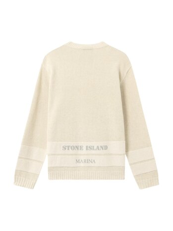 Stone Island STONE ISLAND MARINA RAW HAND COTTON + LINEN PULLOVER IVORY