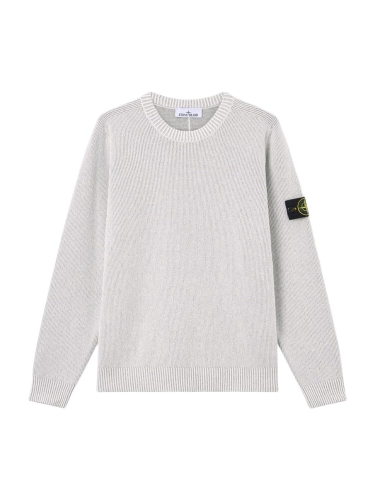 Stone Island STONE ISLAND PLATED RIB COTTON BOUCLÉ PULLOVER PEARL GREY