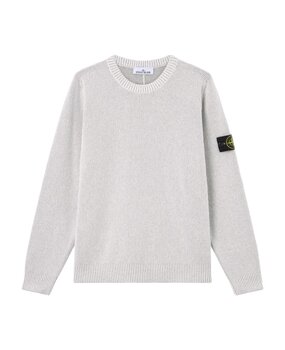Stone Island STONE ISLAND PLATED RIB COTTON BOUCLÉ PULLOVER PEARL GREY