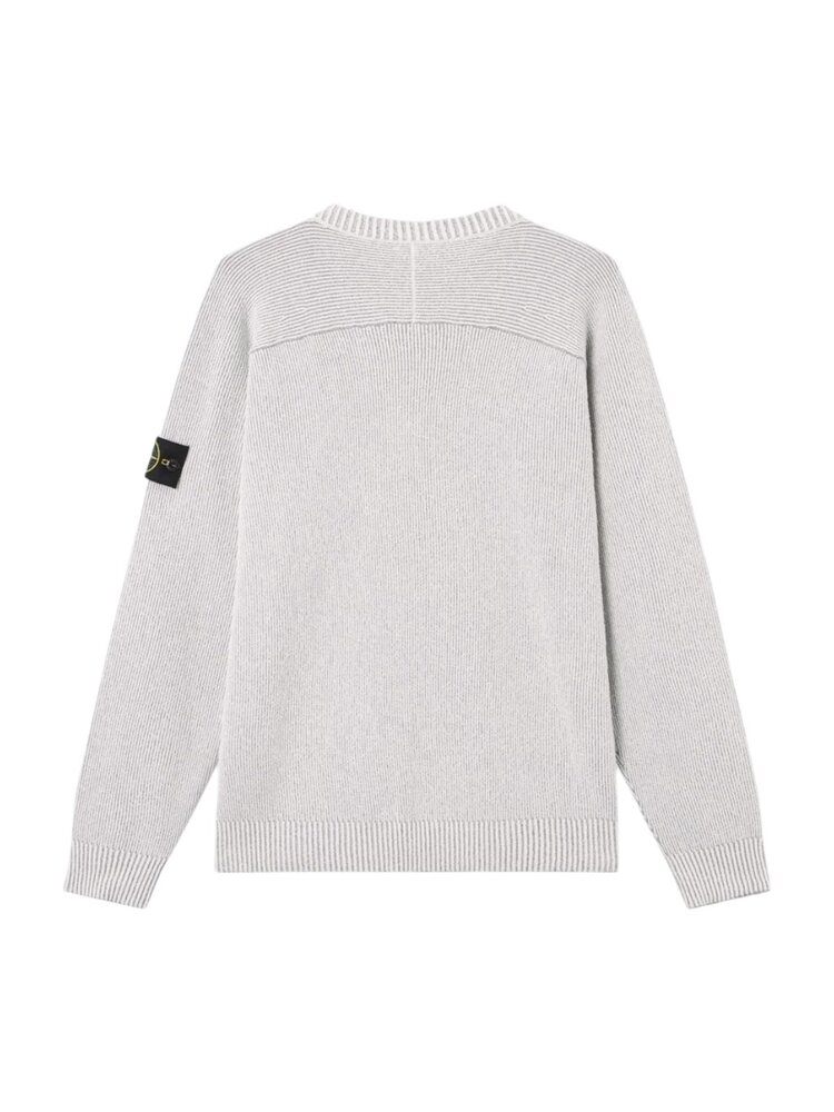 Stone Island STONE ISLAND PLATED RIB COTTON BOUCLÉ PULLOVER PEARL GREY